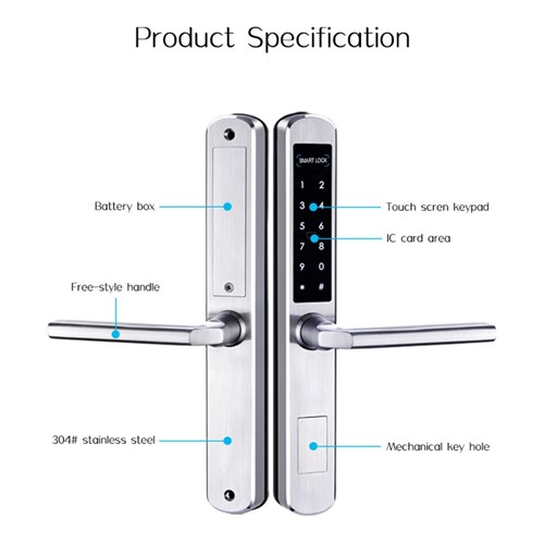 BRYTE ELECTRONIC NARROW BODY LEVER SILVER NO MORTICE LOCK