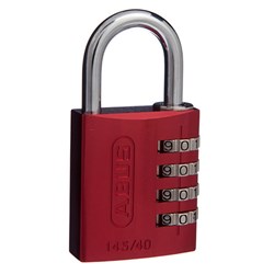 ABUS P/LOCK 145/40 RED DP C/BLISTER 4 WHEEL COMBO