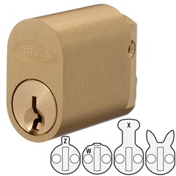 BRAVA Metro Oval Cylinder LW5 Profile KD with X W Z & R Cams Brushed Brass - 5070UPBKD