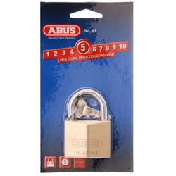 ABUS 65 Series Premium Padlock with 45mm Brass Body and 25mm Hardened Steel Shackle KD Display Pack - 65/45C