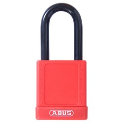 ABUS 74 Series Safety Padlock with 40mm covered brass body and 38mm plastic coated steel shackle KA - 7440REDKA2