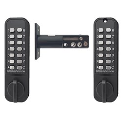 Borg Mechanical Digital Door Lock with Knob Back to Back Easicode Pro Keypads and Mortice Deadbolt Marine Grade Black - BL2127MGPROECP