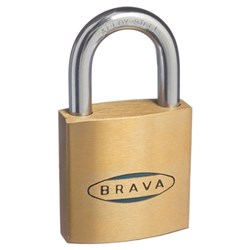 BRAVA 40mm Padlock KA4 425231 Brass with Steel Shackle - BRP40KA4