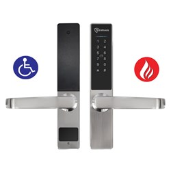 McGrath Stafford Digital Lock With Raised Buttons and DDA Compliant Handles, Satin Nickel Finish with 60/70mm Adjustable Latch