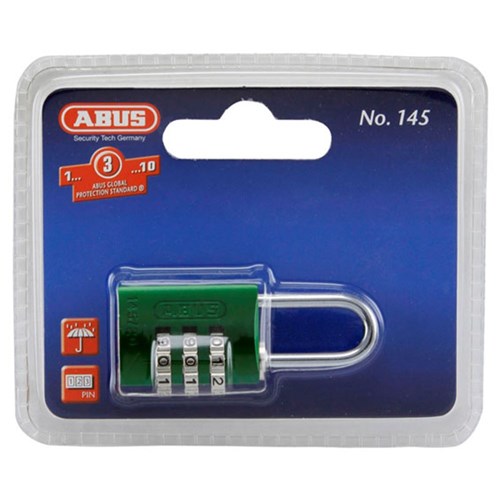 ABUS P/LOCK 145/20 GRN DP ALUM BODY 3 WHEEL COMBO