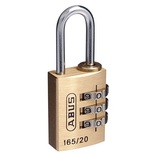 ABUS 165 Series 4 Wheel Combination Padlock 20mm Brass Body - 165/20