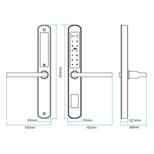 BRYTE ELECTRONIC NARROW BODY LEVER BLACK NO MORTICE LOCK