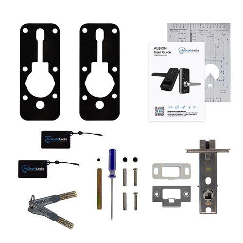 McGrath Albion Digital Lock, Black Finish with 60mm Backset Tubular Latch