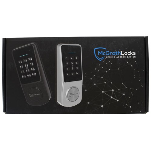 McGrath Locks Ashgrove Smart Deadbolt, Raised Button with Braille, Black Finish with 60/70mm Adjustable Bolt