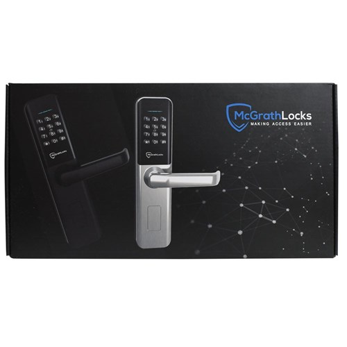 McGrath Bardon Digital Lock With Raised Buttons and DDA Compliant Handles, Satin Nickel Finish, Mortice Lock Not Included