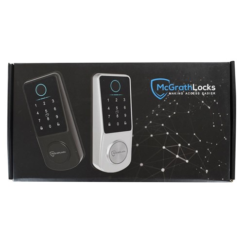 McGrath Locks Kedron Smart Deadbolt, Tempered Glass Screen with Fingerprint, Black Finish with 60/70mm Adjustable Bolt