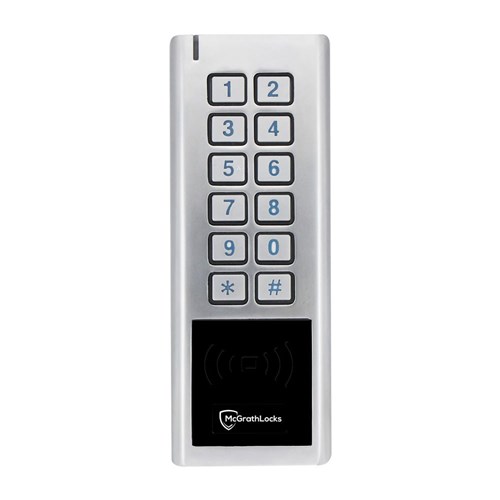 McGrath Locks RBB56 Wireless Battery Powered Keypad, RFID and BLE, Metal Construction, IP65 Rating, Requires 3 x AAA Batteries (not included), Silver Finish