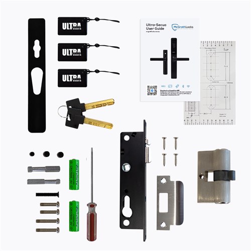 McGrath Ultra-Secua Digital Lock, Suits Common Screen Doors, IP66 rating, Black Finish And Supplied With Lock Body