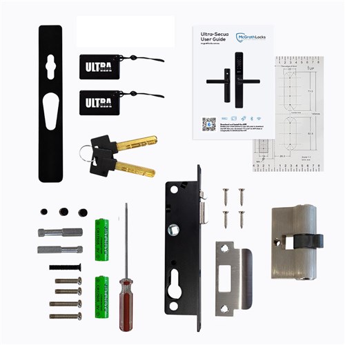 McGrath Ultra-Secua Digital Lock, Suits Common Screen Doors, IP66 rating, Black Finish And Supplied With Lock Body